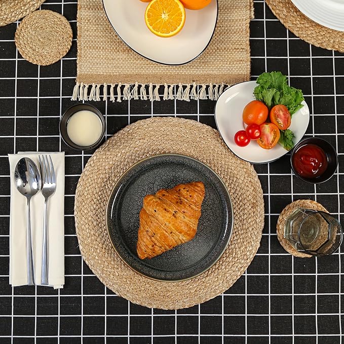 Eco Crave Jute Round Woven Placemats Set of 12, Natural 13 Inch Boho Farmhouse Rustic Hand Woven Place mat for Dining Table Decor, Wicker Chargers Heat Resistant Easy to Clean and Non-Slip Placemat