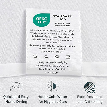 California Design Den King Size Sheets Set - Natural 100% Cotton Sheets King Size with Deep Pockets, Soft Sateen Weave, Breathable and Durable Bedding Set (Blue Hydrangea)