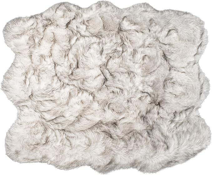 Luxe Gordon Faux Fur Rug with Soft and Fluffy Pile | Machine Washable Living Room Rug with Anti-Slip Backing | Cruelty-Free Area Rugs for Office or Bedroom, Gradient Chocolate, 5 ft x 6 ft