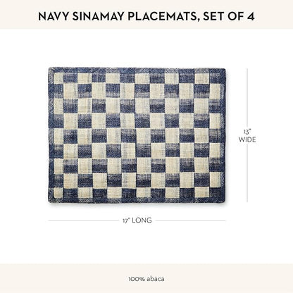 MACKENZIE-CHILDS Set of 4 Sinamay Placemats, Durable Woven Table Mats, Navy