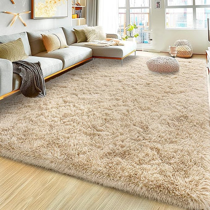 8x10 Large Area Rugs for Living Room, Ultra Fluffy Shag Rug for Bedroom, Modern Plush Soft Carpet for Girls Boys Kids Room Dorm Fuzzy Non Slip Rug for Home Decor Aesthetic, Camel