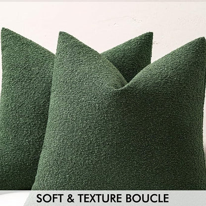 MIULEE Textured Boucle Throw Pillow Cover Christmas Dark Green Accent Solid Lumbar Pillow Case Decorative Soft Pack of 1 Couch Cushion Chair Sofa Bedroom Livingroom Home Decor,12x20 Inch