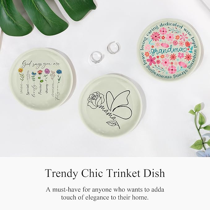 JoycuFF Grandma Gifts from Granddaughter Grandson Grandma Birthday Christmas Mother's Day Trinket Tray Ring Dish