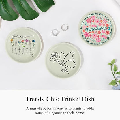 JoycuFF Grandma Gifts from Granddaughter Grandson Grandma Birthday Christmas Mother's Day Trinket Tray Ring Dish