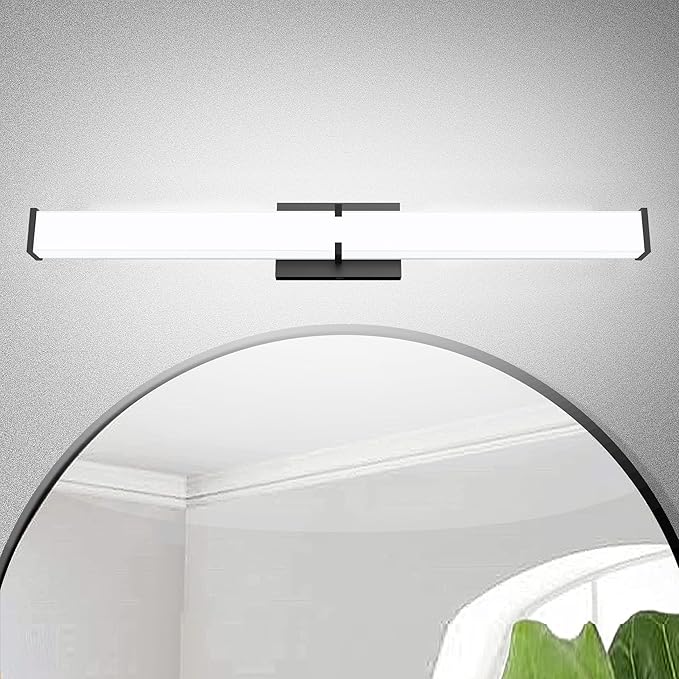 Bathroom Light Fixtures: 31.5 Inch ETL Certified LED Bathroom Vanity Light 5000K Cool White 36W 2500LM - Modern Black Vanity Light Dimmable with Clear Shade - Bathroom Lighting Fixtures Over Mirror