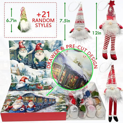 Gnome Christmas Advent Calendar 2025 Gifts Box for Adult Women Girls, 24 Day Christmas Countdown Calendar with Light-Up Handcraft Gnome Ornaments Decoration for Tree, Xmas Gifts for Women Girls Adults Friends