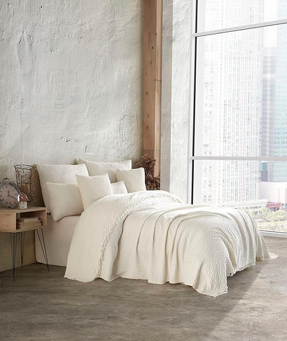 Bohemian 4 Layers Gauze Lightweight Throws,Cotton Muslin Throw Blanket,Breathable Coverlet, 4 Layer Bed Cover (Beige Jaquard, Oversized 100 x 110 inches)