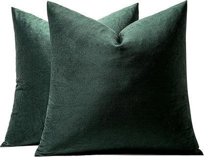MIULEE Pack of 2 Velvet Pillow Covers Christmas Decorative Square Pillowcase Soft Solid Army Green Cushion Case Home Decor for Sofa Bedroom Couch Car 22x22 Inch