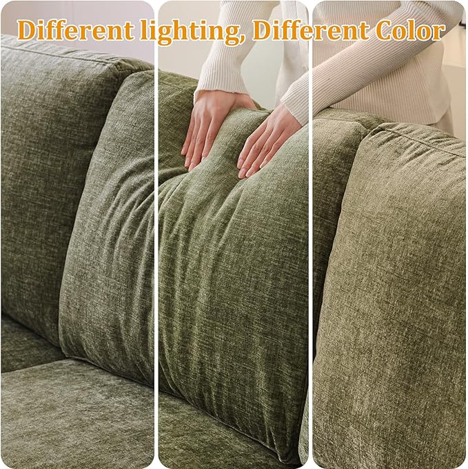 135'' Modular Sectional Sofa with Seats Storage, Oversized Sleeper Sofa Bed,Comfy Couches for Living Room,Cloud Couches with Deep Seat,Movable Ottoman,2 Throw Pillow,Chenille,Green