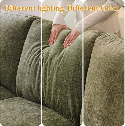 73'' Loveseat Sofa with Seats Storage, Modular Sectional Sofa with Deep Seat,Oversized Comfy Love Seat with 7.8'' Cushion,Couch for Living Room,Bedroom,Chenille,Green