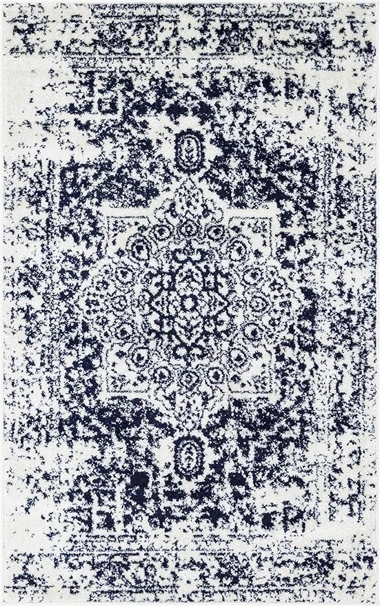 Rugs.com Arlington Collection Rug – 3' x 5' Blue Medium-Pile Rug Perfect for Living Rooms, Large Dining Rooms, Open Floorplans