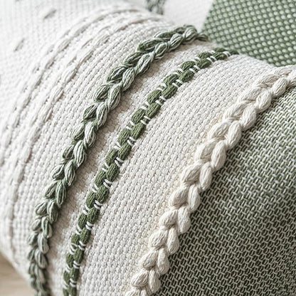 Boho Throw Pillow Covers 12x20 Inch Set of 2, Green Textured Decorative Couch Pillow Cases for Farmhouse Home Decor, Accent Cushion Cover for Sofa, Bed, Living Room, Bedroom