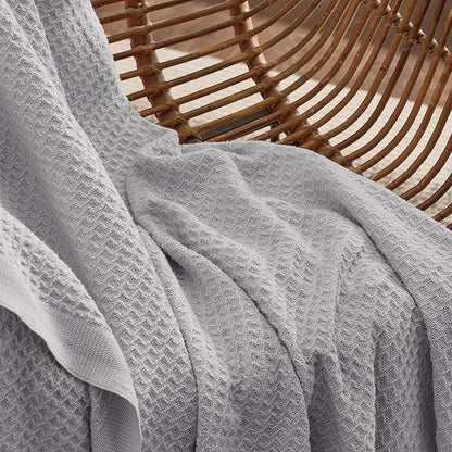 Bedsure Gentlesoft 100% Cotton Blanket King Size for Bed - Breathable and Soft, Thick Cozy Waffle Weave Christmas Blanket Gift for Women, Grey, 104x90 inches