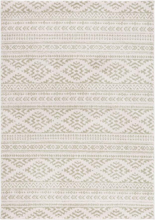 SAFAVIEH Area Rug 3x5 - Tulum Collection - Ivory & Sage, Moroccan Boho Tribal Design, Non-Shedding & Easy to Clean, Ideal for Entryway, Foyer, Accent Space, Bedroom (TUL272H)