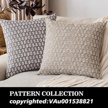 Foindtower Set of 2 Decorative Vintage Floral Print Throw Pillow Covers Neutral Modern Farmhouse Cushion Covers Boho Home Decor for Sofa Couch Chair Bedroom Living Room,18×18 Inch,Rustic Gray