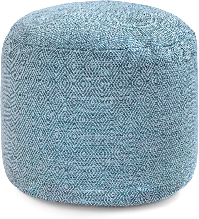 Anji Mountain 100% Handmade & Handcrafted Comfortable Home Décor Pouf Ottoman Footrest for Living Room, Bedroom, Nursery, Kidsroom, Patio Furniture - (22" x 22" x 17" - Blue)