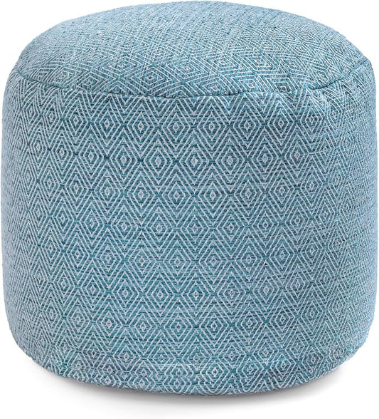 Anji Mountain 100% Handmade & Handcrafted Comfortable Home Décor Pouf Ottoman Footrest for Living Room, Bedroom, Nursery, Kidsroom, Patio Furniture - (22" x 22" x 17" - Blue)