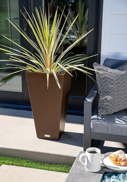 Veradek V-Resin Indoor/Outdoor Taper Planter, 2-Pack (26 inch, Espresso)