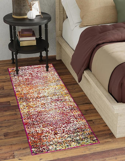 Rugs.com Arlington Collection Rug – 10 Ft Runner Multi Medium-Pile Rug Perfect for Hallways, Entryways