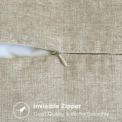 CaliTime Throw Pillow Covers Decorative 18 X 18 Inches Pack of 2 Cotton Thread Stitching Edges Solid Dyed Soft Chenille Cushion Cases for Couch Sofa Bed Living Room Farmhouse Light Taupe