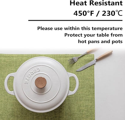 Home Brilliant Green Placemats Set of 4 Washable Place Mats Linen Placemats Heat Resistant Table Mats for Wooden Table Indoor Outdoor Decor, Lime Green