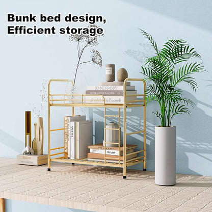 Desk Organizer Storage and Frees Up The Space of The Desk, Metal Small Bookshelf with Bunk Bed Design,Small Desk Organizer 9x2.5x17.7 Inch