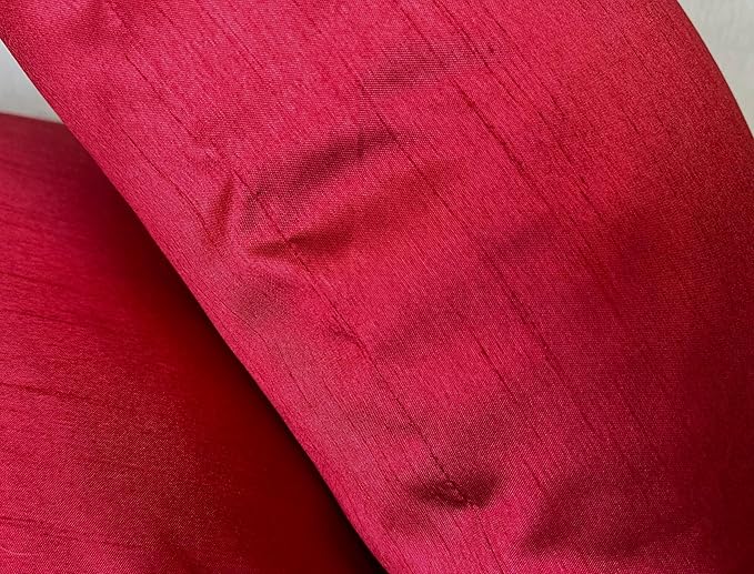 Aiking Home 18x18 Inches Faux Silk Square Throw Pillow Cover, Zipper Closure, Red (Set of 2)