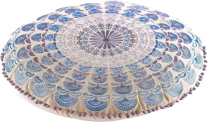 Mandala Life ART Bohemian Meditation Cushion Cover –Luxury, Artisan Room Décor Floor Pillow Case for Yoga, and Boho Chic Seating Area Floor Pillow – Accent Your Living Room, Bedroom, Kids