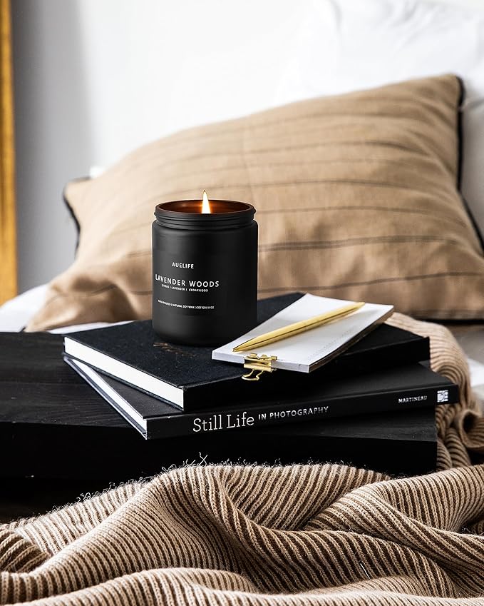 Lavender & Wood Scented Candle - Candle for Men
