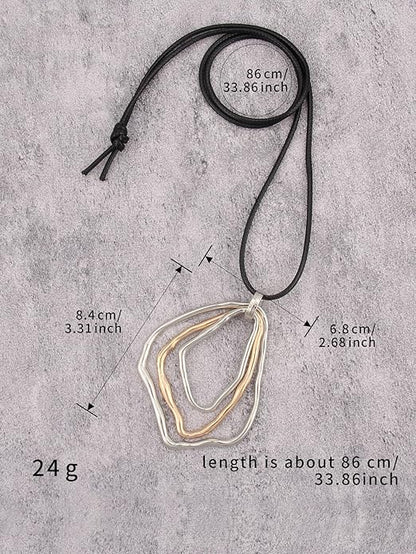 Leather Necklace for Women Boho Choker Necklace Long Cord Leather Pendant Bohemian Neckalce Vintage Alloy Pendant Leather Rope Necklace Wooden Necklaces for Women