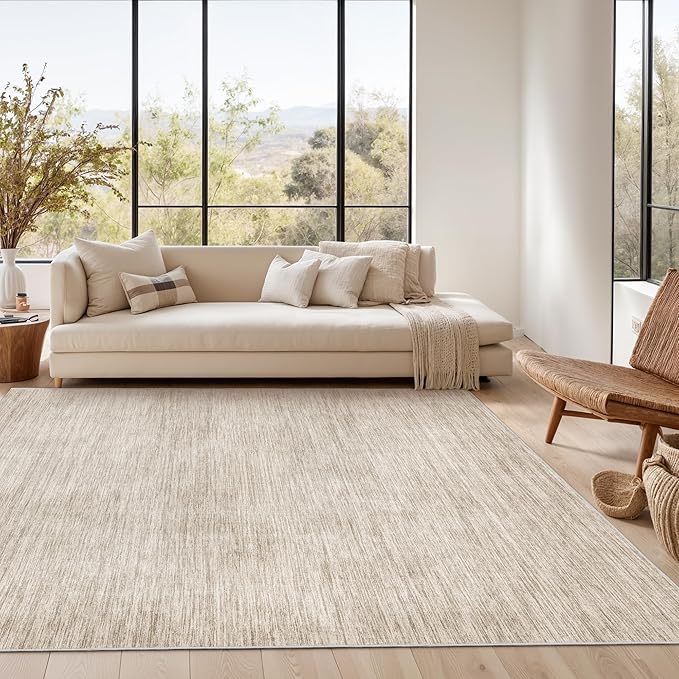 Valenrug Washable Rugs 5x7 - Non Slip 5x7 Area Rugs for Living Room, Stain Resistant Area Rugs for Bedroom, Foldable Machine Washable Area Rug(5'x7', Brown)