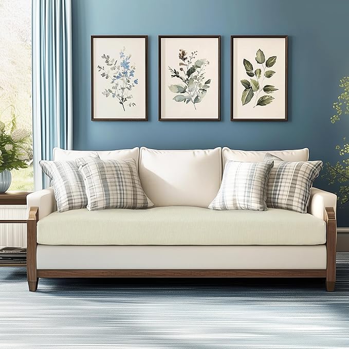 CHUN YI Medium Couch Cushion Cover Stretch for Loveseat, Sofa Seat Slipcovers for Pets, Suitable for Armchair Loveseat Sofa with Spandex Jacquard Washable Fabric(Medium,Ivory White/Cream)