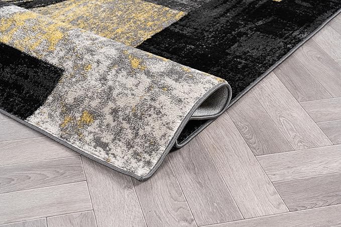 Rugshop Contemporary Abstract Circle Design Soft Area Rug 6' 6" Round Yellow