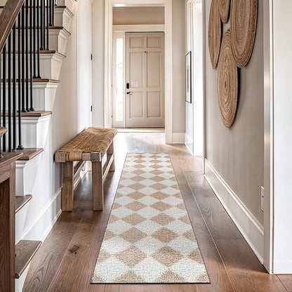 Rugshop Diamond Wave Shag Runner Rug Beige 2' 3" x 12' Great for Long Hallways, Open Entryways, or Galley Kitchens