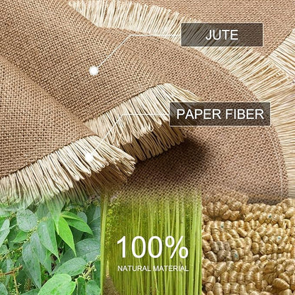 FunWheat Burlap Round Braided Placemats Set of 12 for Dining Tables 15 Inch Heat Resistant Jute Table Mats Farmhouse Woven Fabric Natural Place mats for Fall Decorations Indoor Outdoor(Beige)