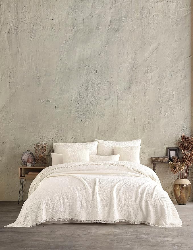 Bohemian 4 Layers Gauze Lightweight Throws,Cotton Muslin Throw Blanket,Breathable Coverlet, 4 Layer Bed Cover (Beige Jaquard, Twin XL 70 x 95 inches)