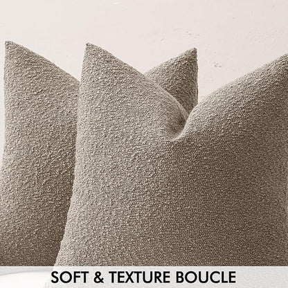 MIULEE 12x20 Inch Decorative Lumbar Throw Pillows for Bed Set of 2 Textured Boucle Neutral Winter Throw Pillow Covers Light Taupe Accent Solid Pillowcases Sofa Livingroom Home Decor