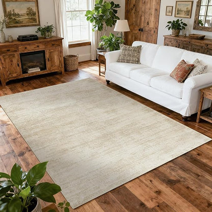 4x6 Rug for Entryway,Washable Non Slip Boho Neutral Abstract Modern Farmhouse Area Rugs, Tan Brown with Cream Beige