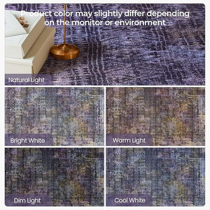 Kokia Abstract Area Rugs 8x10 Bedroom Soft Living Room Rugs Washable Distressed Vintage Comfy Black Gray Carpet with Non-Slip Backing for Farmhouse Home Office Room Decor, Oslo Nebula