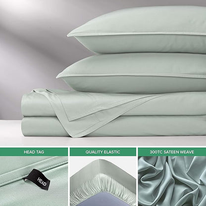 Pure Bamboo California King Sheets, Genuine 100% Organic Viscose Derived from Bamboo Bed Sheet Set, Soft & Cooling, Double Stitching, 2 Year Quality Promise (California King, Sea Glass)