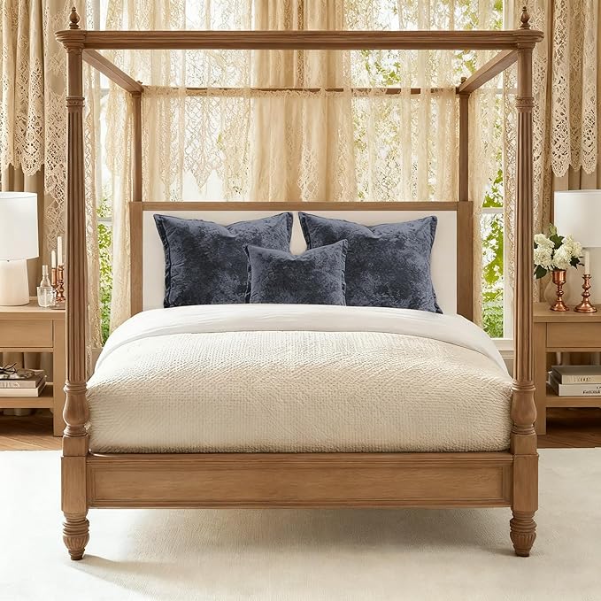 Velvet Pillow Covers 2 Pack Soft 26x26 Pillow Covers Solid Square Euro Shams Decorative Couch Pillow Cases with Wide Border for Sofa Bed Home Decor,Blue Gray