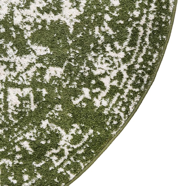 Rugs.com Arlington Collection Rug – 12 Ft Round Green Medium-Pile Rug Perfect for Kitchens, Dining Rooms