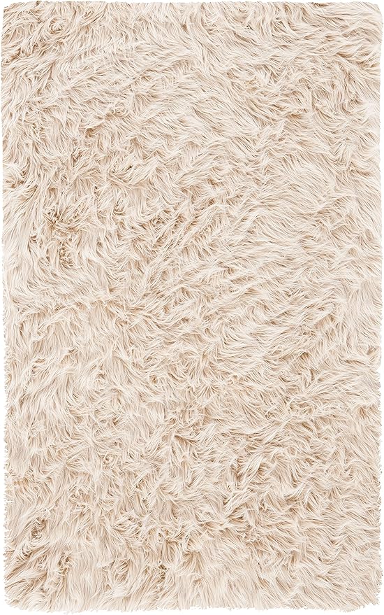 SAFAVIEH Faux Sheep Skin Collection 2'6" x 4' Beige FSS235K Silken Glam 2.35-inch Thick Accent Rug