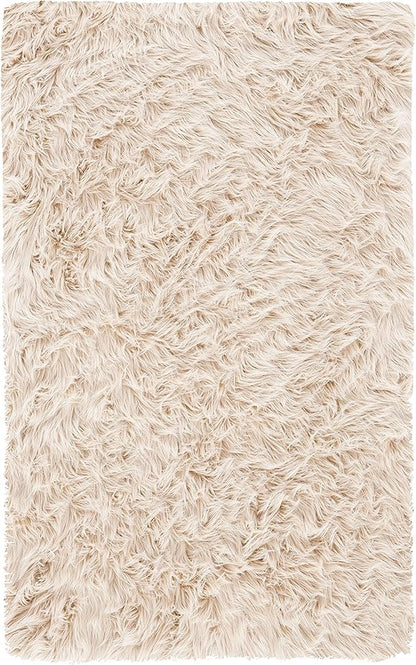 SAFAVIEH Faux Sheep Skin Collection 2'6" x 4' Beige FSS235K Silken Glam 2.35-inch Thick Accent Rug