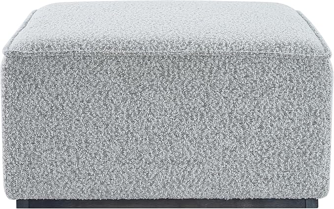 Scott Living Slate Modern Square Ottoman Coffee Table, Loop Yarn Upholstered Cocktail Ottoman for Living Room Sofa, Entryway Comfortable Footstool, Wooden Sofa Foot Rest, White+Black