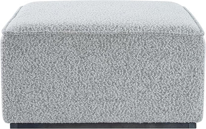 Scott Living Slate Modern Square Ottoman Coffee Table, Loop Yarn Upholstered Cocktail Ottoman for Living Room Sofa, Entryway Comfortable Footstool, Wooden Sofa Foot Rest, White+Black