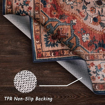 vivorug 3x5 Rug, Small Area Rug for Living Room, Bedroom, Kitchen, Machine Washable Non-Slip Throw Rug, Vintage Carpet for Entryway Nursery Coffee Table - Durable (Beige)