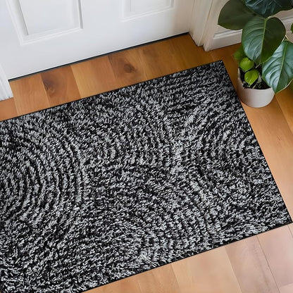 Rugshop Circles Arch Shag Area Rug Anthracite Dark Gray 2' x 3' Ideal for Entryways, Kitchens, or Small Spaces
