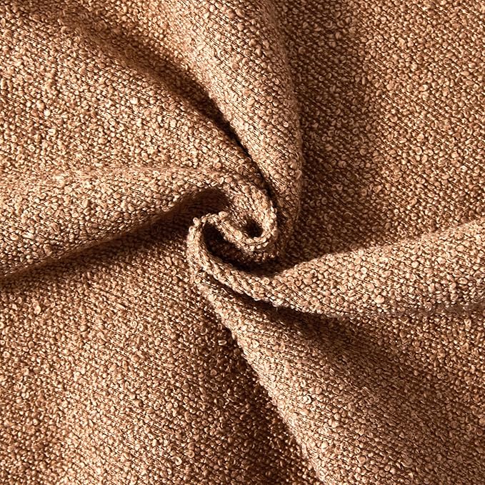 Boucle Decorative Throw Pillow Covers for Couch Set of 2, 16x16 inches, Tobacco