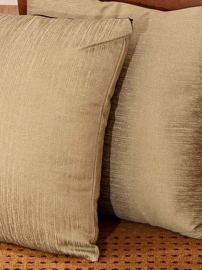 Decorative Cushion Covers, 360 GSM Poly Cotton Jacquard Fabric, Plain Solid Textured, Light Green, 22" x 22", Handmade, Eco-Friendly, Pack of 2